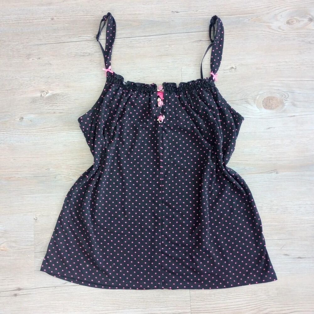 Y2K Betsey Johnson Polka Dot Babydoll Goth Slip - Picture 1 of 4
